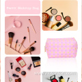 Cross print PU twill makeup Metal zipper makeup bag